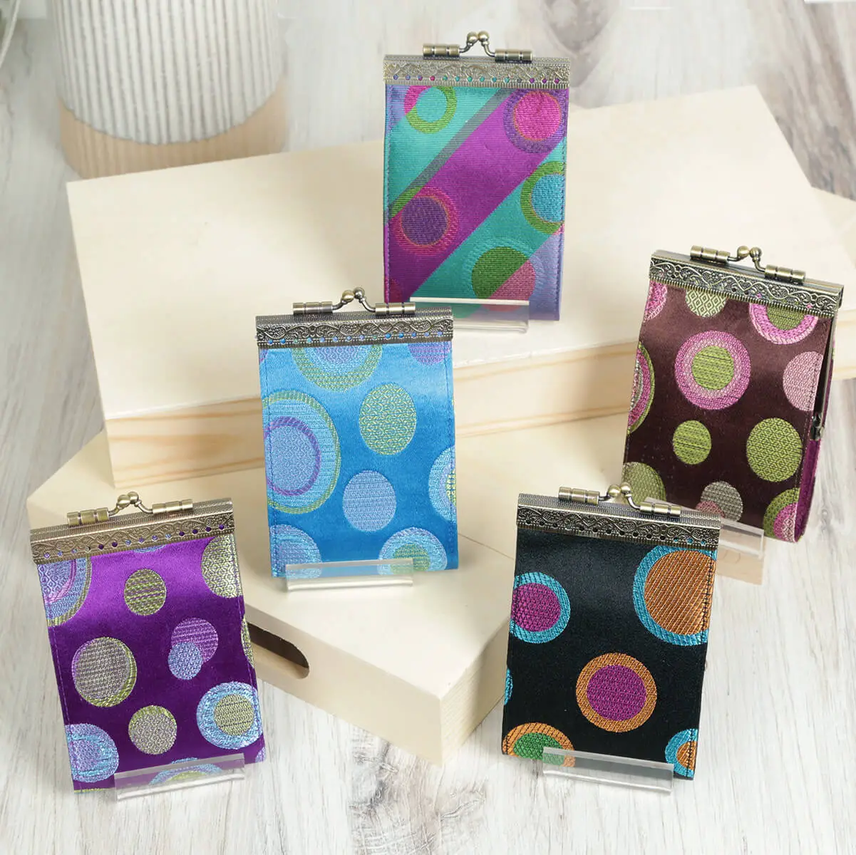 Brocade Card Holder - Circles Design